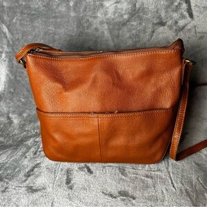 Steven By Steve Madden Crossbody‎ Hobo Bag Toffee Brown Leather Bohemian Casual